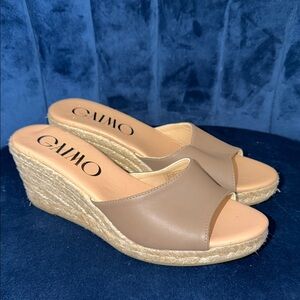 Gaimo Women's Leather Taupe Wedge Sandals Size EU38 US7-7.5